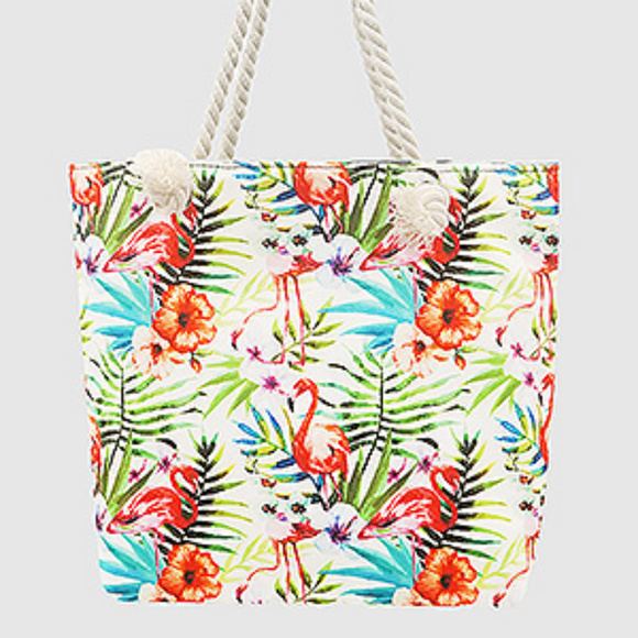 Handbags - 💙 Tropical Flamingo Tote Handbag Purse Beach